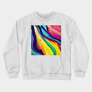 Liquid Colors Flowing Infinitely - Heavy Texture Swirling Thick Wet Paint - Abstract Inspirational Rainbow Drips Crewneck Sweatshirt